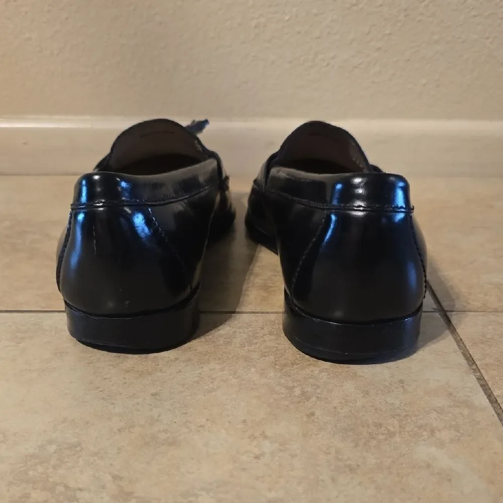 Cole Haan Black Leather Tassel Loafers 8 D